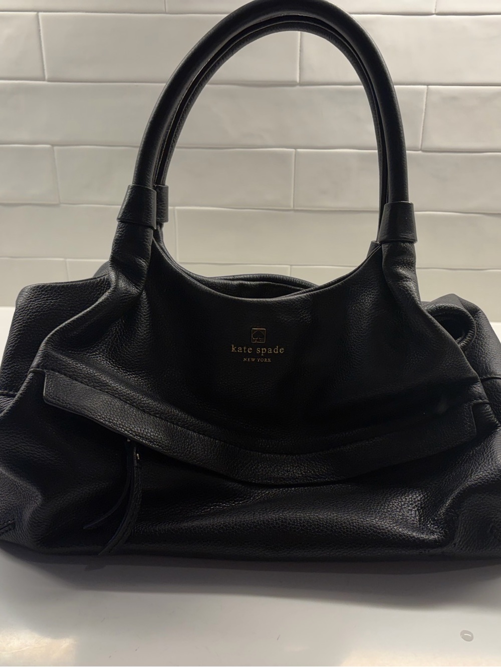 kate spade Black Pebbled Leather Shoulder Tote
